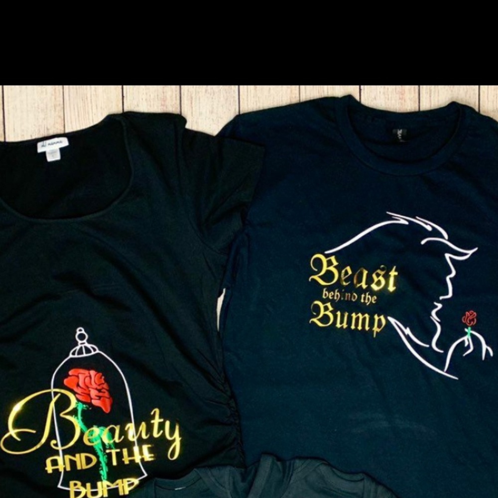 Pregnancy Announcement Set: Beauty & Beast Shirts